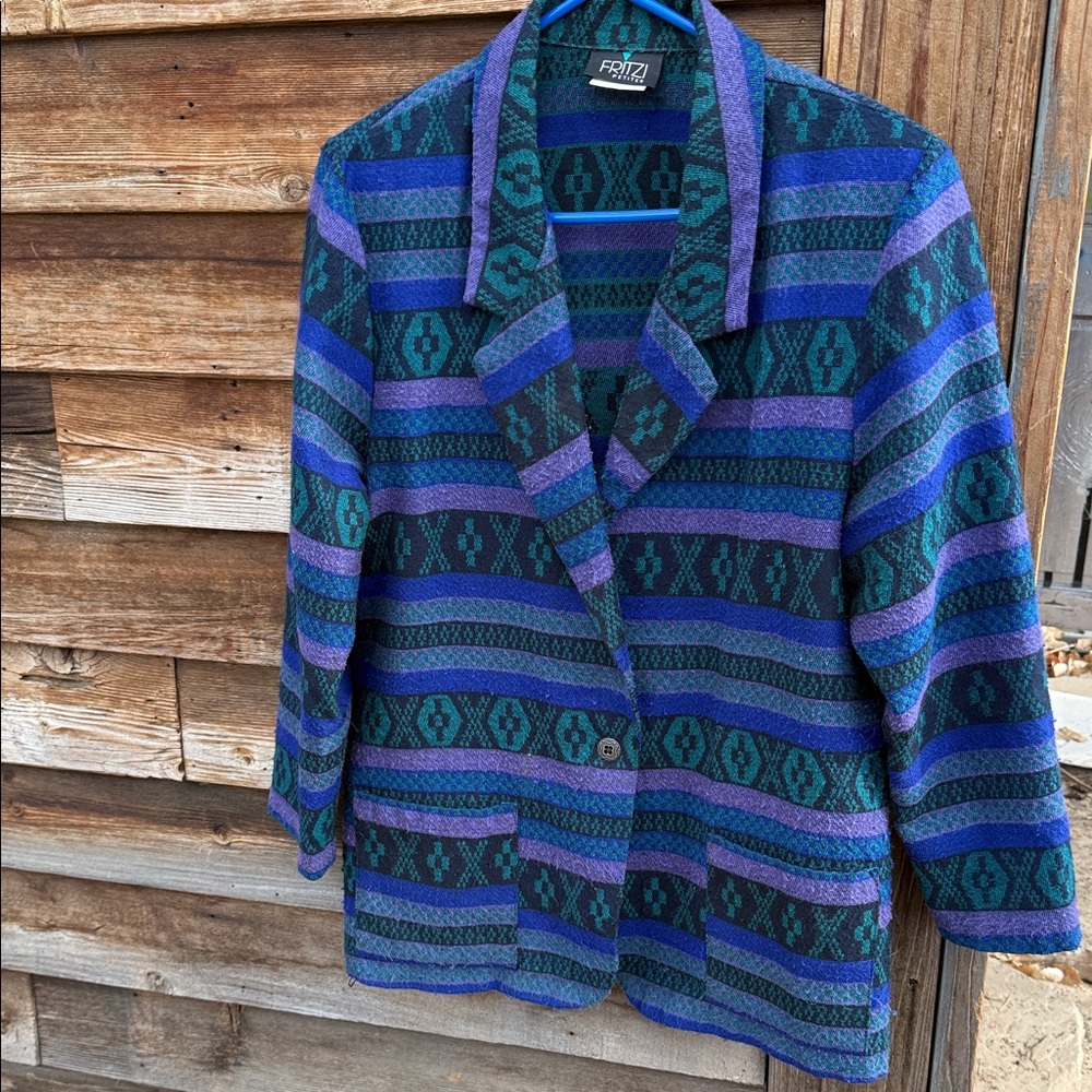 FRITZI petites vintage Colorful Striped Blazer